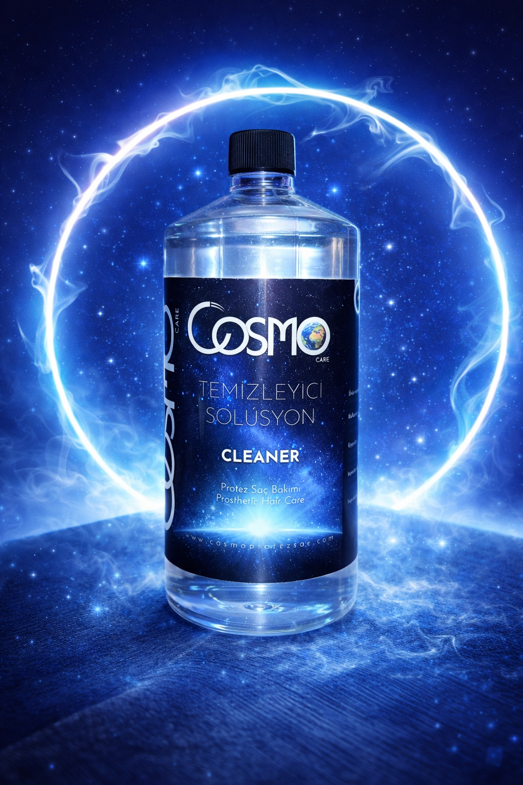 Cosmo protez saç temizleyici solüsyon, yapıştırıcı kalıntılarını güvenle temizleyen profesyonel bakım ürünü